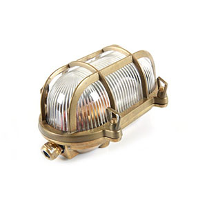 Natural Brass Bulk Head Wall Light Fixture ≤9W LED Antique